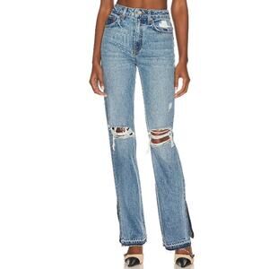 Grlfrnd 'Harlow' High Rise With Slit Hem Denim Jean Size 25
